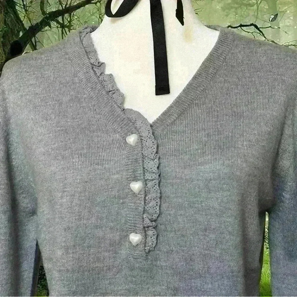 Coquette Grey Boho Sweatshirt - Picture 2 of 9